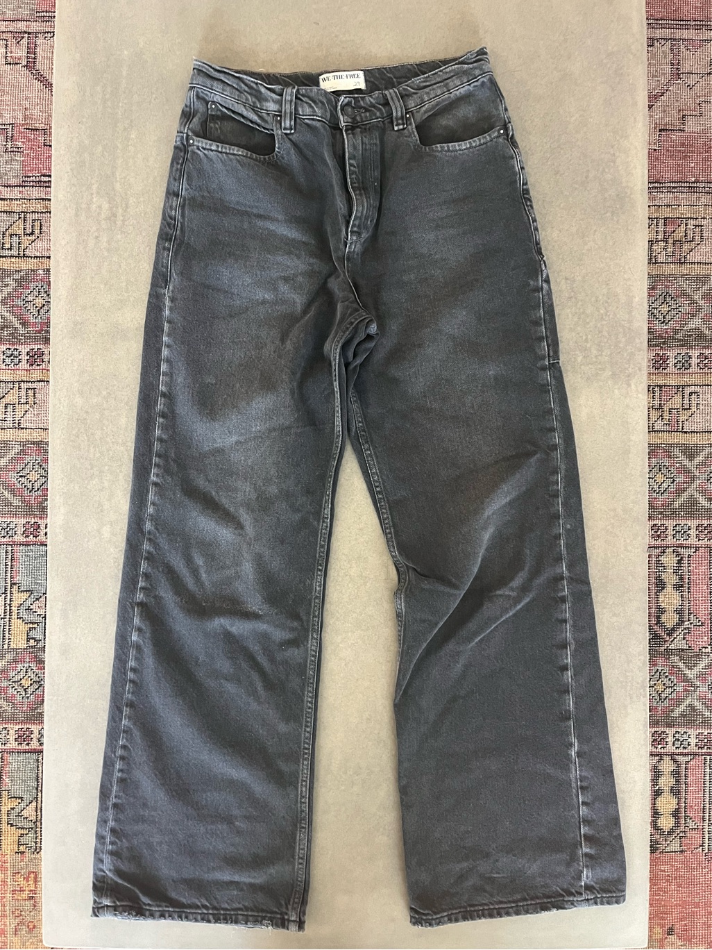 Wide-Leg Faded Black Jeans - We The Free - Size 29